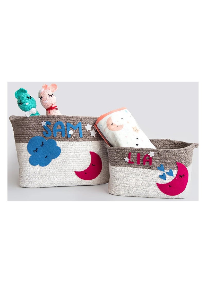 Yellow Doodle Yellow Doodle Cotton Rope Baskets - In The Sky (Set Of 2)  - Image 1
