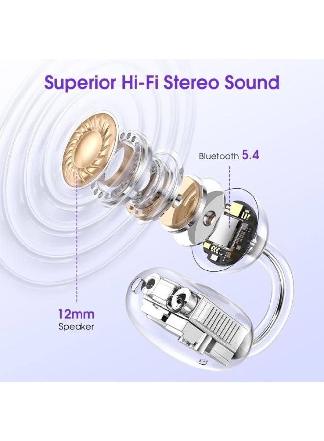 MUNTAQI Open Ear Wireless Earbuds Bluetooth 5.4 – Lightweight Air Conduction Headphones with C-Shaped Bridge, Comfortable Open Ear Design, Noise Reduction Mic, Long Battery Life, Sports & Running Headphones - Image 3