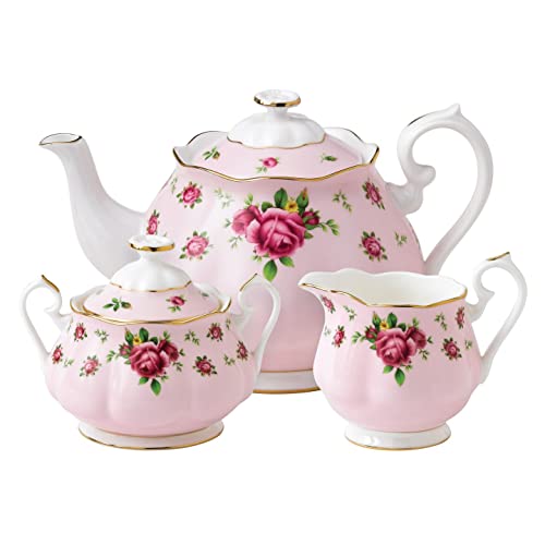 Royal Albert New Country Roses Pink 3-Piece Set (Teapot, Sugar & Creamer) - Image 5
