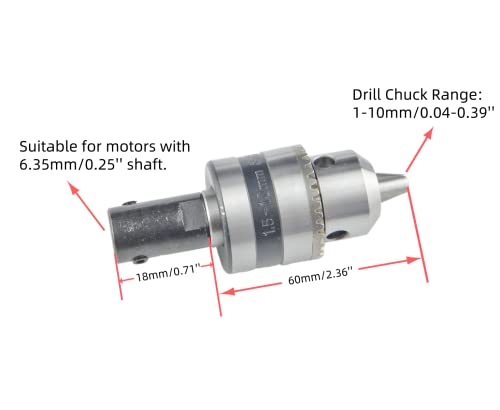 CHANCS Drill Chuck Threaded Self-Locking 1.5-10MM 3/8-24UNF Handheld Hand Drill 6.35MM Bore Fine Thread Connecting Rod SetElectric Drill Chuck Adapter DIY Drill Electric Chuck - Image 3