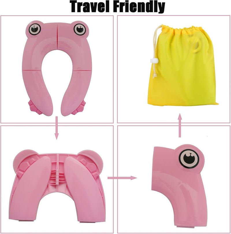 PandaEar Toilet Seat Cover  Folding Travel Toilet Seat for Children and Potty Training  Portable Silicone Toilet Seat for Toddlers Boys  Girls with NonSlip Silicone Pads - Image 4