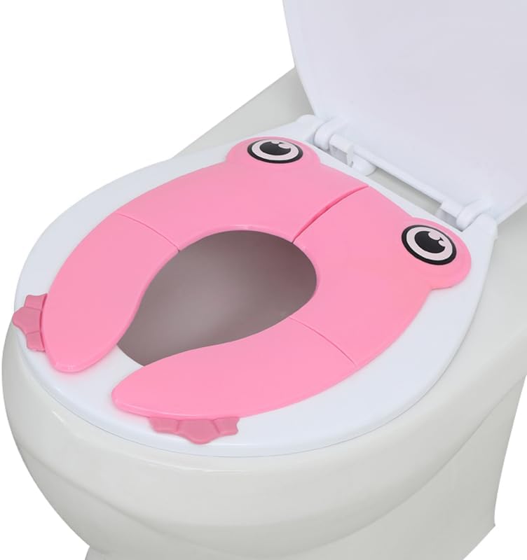 PandaEar Toilet Seat Cover  Folding Travel Toilet Seat for Children and Potty Training  Portable Silicone Toilet Seat for Toddlers Boys  Girls with NonSlip Silicone Pads - Image 1
