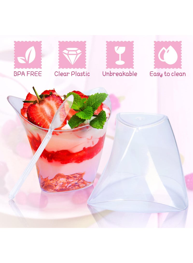 Sweet seven أساسيات الحفلات: 100 قطعة أكواب حلوى صغيرة شفافة ذات استخدام واحد سعة 4.5 أونصة مع ملاعق - مثالية للترايفل، الموس، المقبلات، البودينغ، وتقديم الفواكه - Image 5