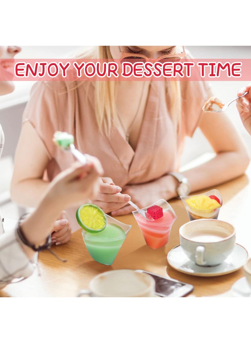 Sweet seven أساسيات الحفلات: 100 قطعة أكواب حلوى صغيرة شفافة ذات استخدام واحد سعة 4.5 أونصة مع ملاعق - مثالية للترايفل، الموس، المقبلات، البودينغ، وتقديم الفواكه - Image 4