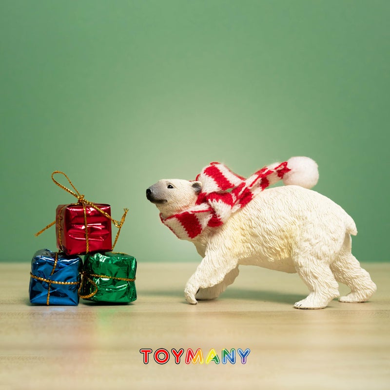 TOYMANY مجموعة تماثيل دببة قطبية من تويماني 6 قطع مع دب قطبي صغير، 2-4" حيوانات القطب الشمالي البلاستيكية الواقعية مجموعة عائلية لعيد الميلاد ألعاب تعليمية زينة كعكة هدايا عيد ميلاد للأطفال - Image 2