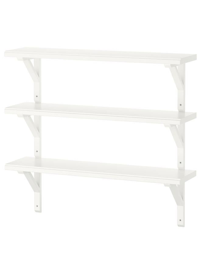 Zaboon Wall shelf combination, white stained aspen, 80x20 cm - Image 1