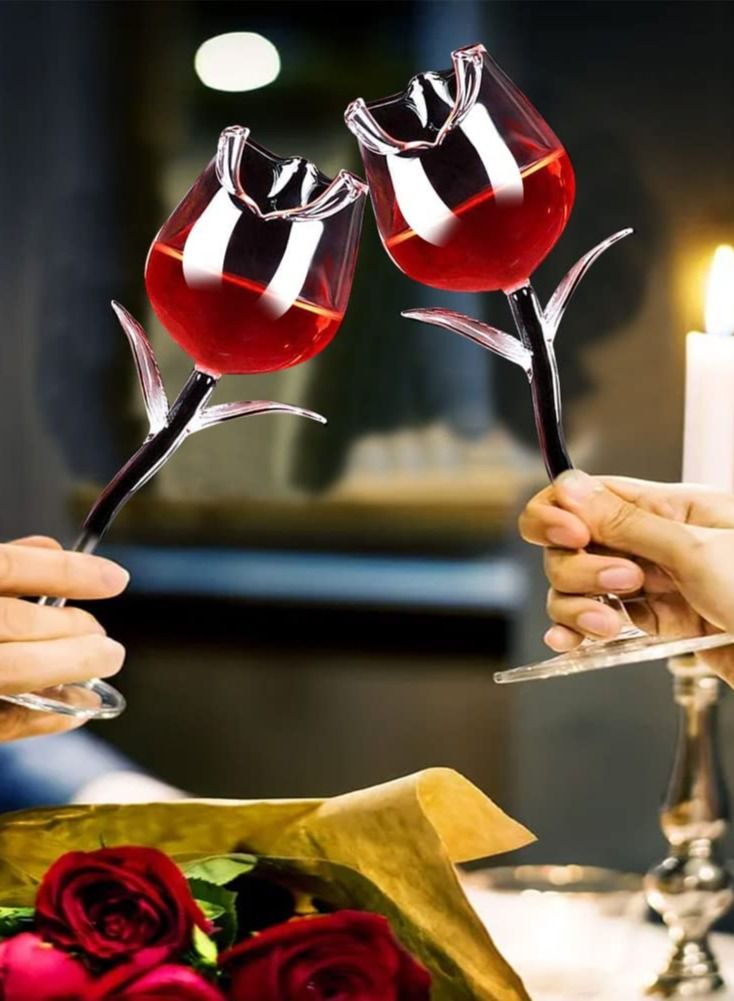 SYOSI 2Pcs Cocktail Glasses, Rose Flower Glasses Creative Glass Cute Drinkware Rose Flower Goblet Cocktail Juice Glass 180ml - Image 3