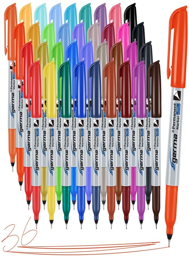 Cgerma Ultra Fine Point Permanent Marker Bulk, 36 Assorted Colors 0.4mm Fine Tip Permanent Markers set，Thin Tip Works on Paper, Glass, Ceramic, Plastic, Wood, Rock, Metal for Kids and Adult - Image 1