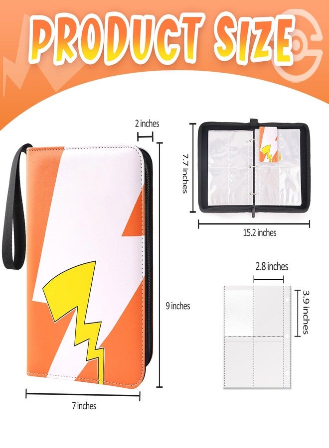 GOROMA Card Binder 4-Pockets, 400 Pockets Card Holder with 50 Removable Sleeves, Trading Card Collector Zipper Album Holder, Yellow - Image 2