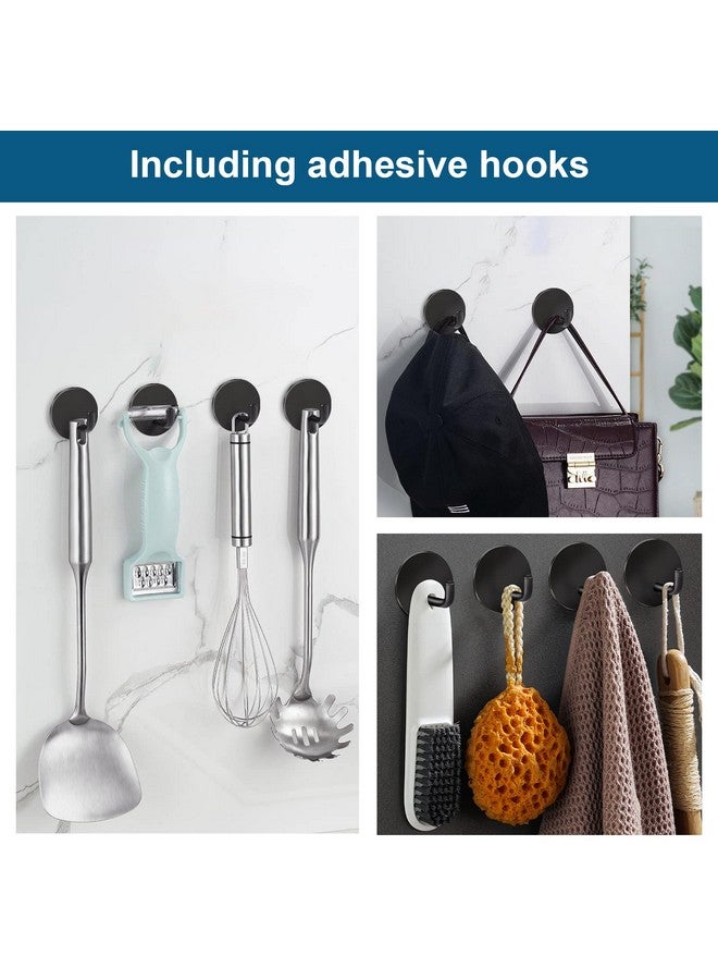 Diesisa Diesisa Razor Holder 304 Stainless Steel for Shower + Adhesive Sticky Heavy Duty Waterproof Wall Hooks, Premium for Hanging Towels, Coat, hat (2+2 Pack) - Black  - Image 3