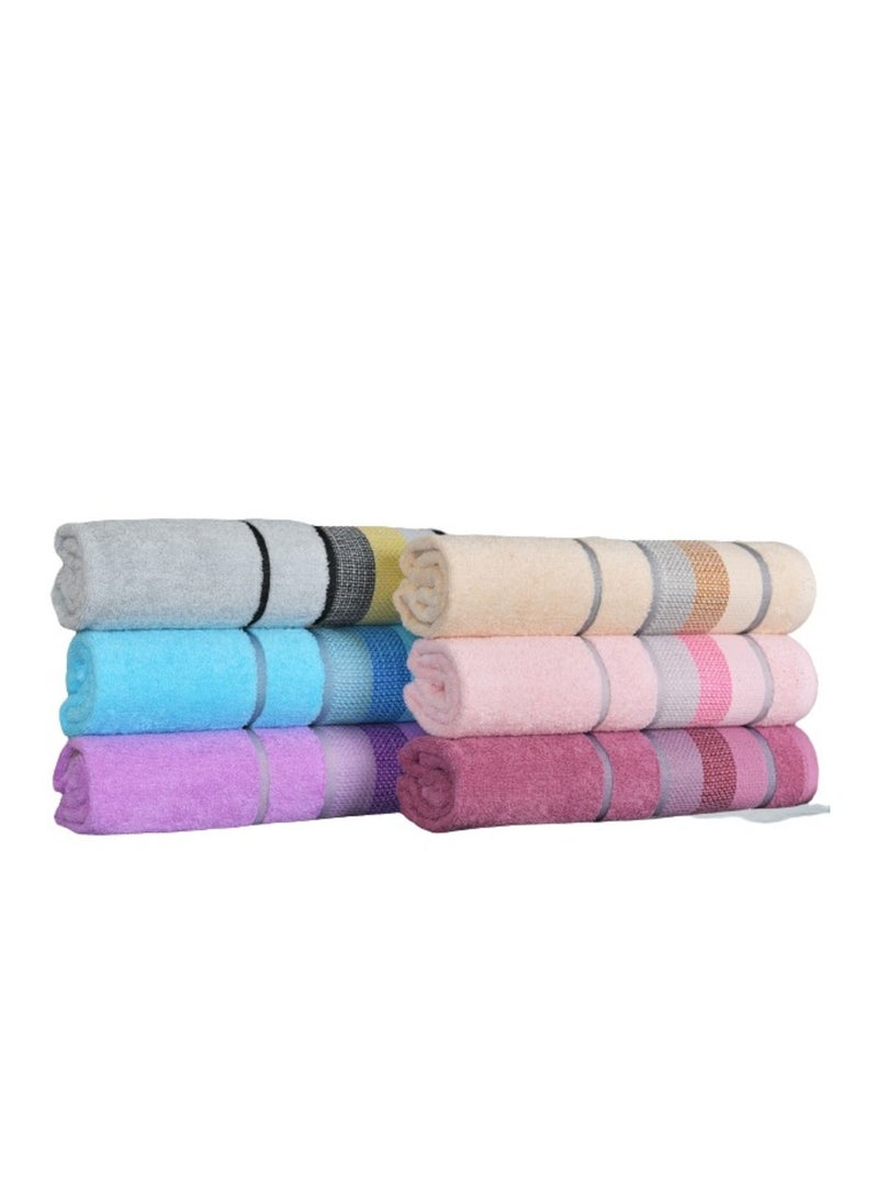 4 Pcs Alsweqa Bath Towel Set 100% Cotton Egyption Bouquet Que Design Aqua Blue,Light Pink,Maroon,Light Grey - Image 2