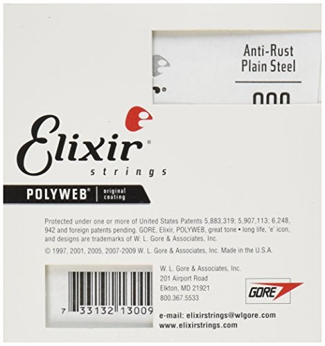 ELIXIR أوتار إليكسير® المضادة للصدأ مطلية بالفولاذ العادي وتر واحد (.009) - Image 2