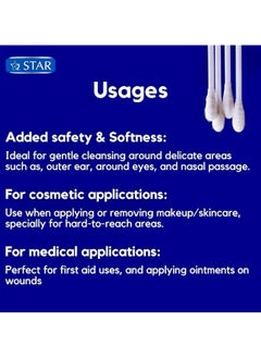 Star Cotton Swabs 400 Pieces (200x2) - Soft & Flexible Ear Buds - 100% Pure Cotton Double-Ended Cotton Buds - Premium Quality Disposable Swabs - For Babies, Personal Care & Cleaning - Assorted Colors  - Image 3