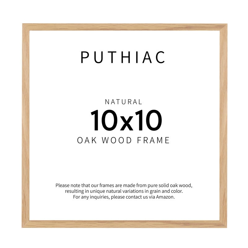 puthiac 10x10 Oak Wood Picture Frame - Minimalist 10x10 Poster Frame  10""x10"" Frame Wood  Natural Solid Wooden Picture Frames for Wall Art Photo and Prints(1 Pack  Beige) - Image 1