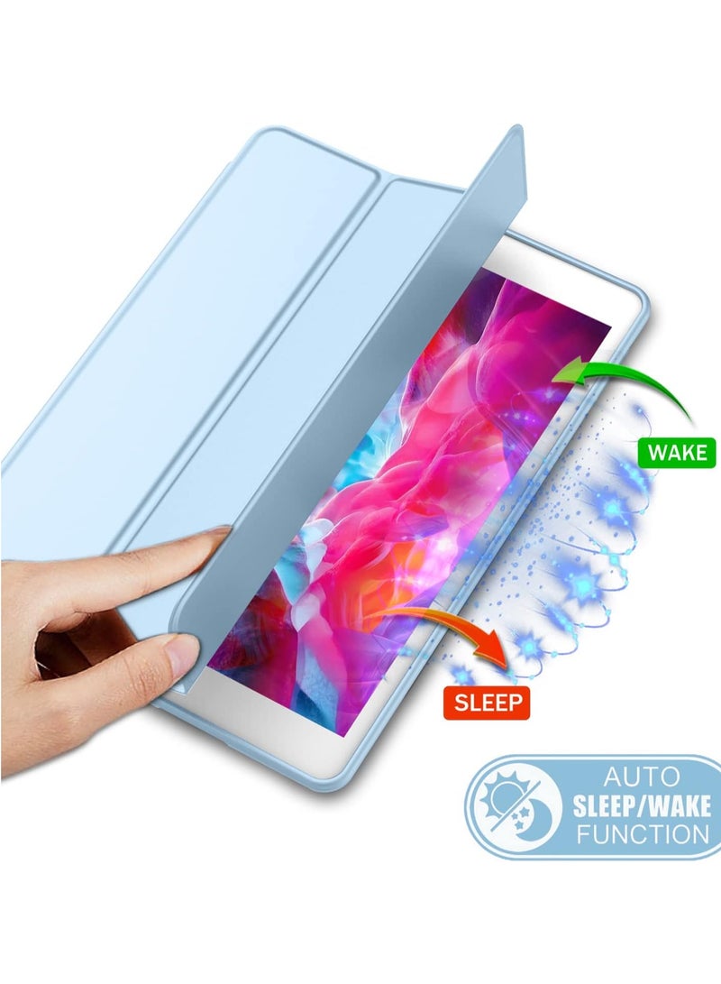 MIGOFAST iPad 9.7 Case 2018 2017 Model 6th 5th Generation Smart Cover with Pencil Holder and Soft Baby Skin Silicone Back and Full Body Protection Auto Wake Sleep Cover Sky Blue - Image 4