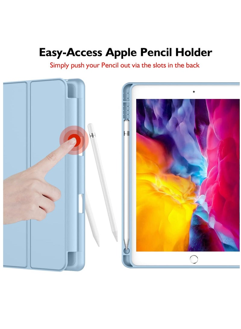 MIGOFAST iPad 9.7 Case 2018 2017 Model 6th 5th Generation Smart Cover with Pencil Holder and Soft Baby Skin Silicone Back and Full Body Protection Auto Wake Sleep Cover Sky Blue - Image 2