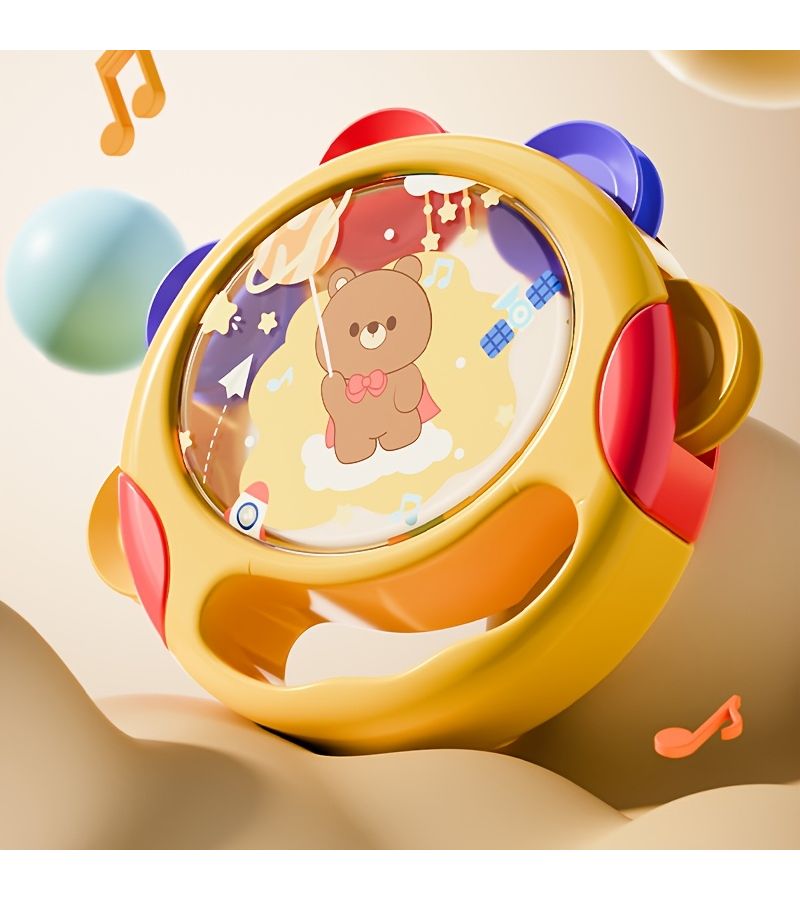 Pink Hand-Held Tambourine Double Sided Shaking Toy Music Enlightenment Percussion Instrument - Image 5