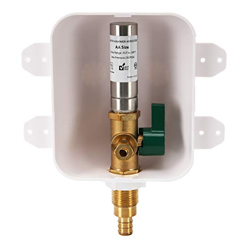 Solimeta Ice Maker Outlet Box with Water Hammer Arrestor PEX Connection, with Stop Valve, Pex Laundry Box, Water Machine Shufoff Valve - Image 1