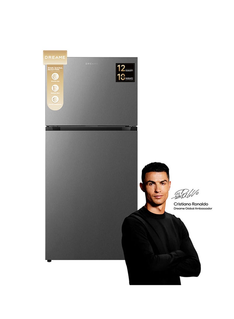 Dreame 670 Gross & 515L Net Capacity Double Door Top- Mount Refrigerator-Freezer, No-Frost, Multi-Air Flow, Right open, Recessed Handle DRT670ASC Titanium Steel Silver - Image 1