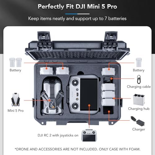 Lykus Titan MM510 Waterproof Hard Case for DJI Mini 5 Pro Fly More Combo Support RC2RCN3 up to 7 batteries CASE ONLY - Image 3
