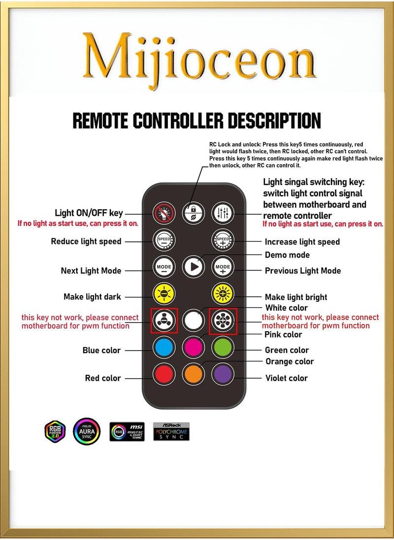 ARGB Fan Controller with Remote, PWM Fan Hub Supports 9 Groups of Fans for ARGB 5V 3-Pin and 12V 4-Pin PWM, 2 in 1 RGB Fan Hub with Hidden Magnetic Base and SATA Power