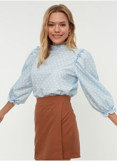 Blue Polka Dot Woven Blouse TWOSS22BZ0089