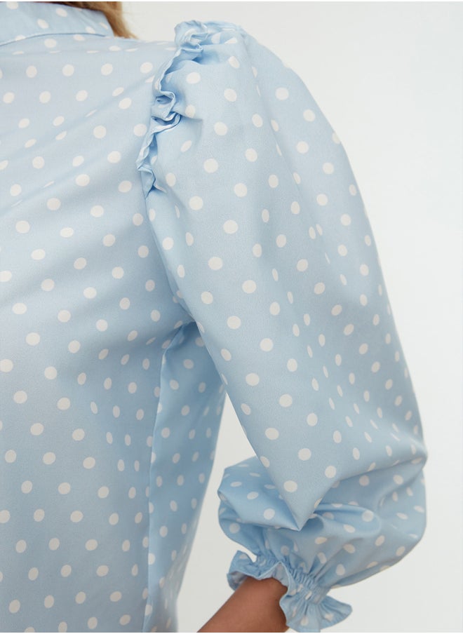 trendyol - Blue Polka Dot Woven Blouse TWOSS22BZ0089 - Image 1