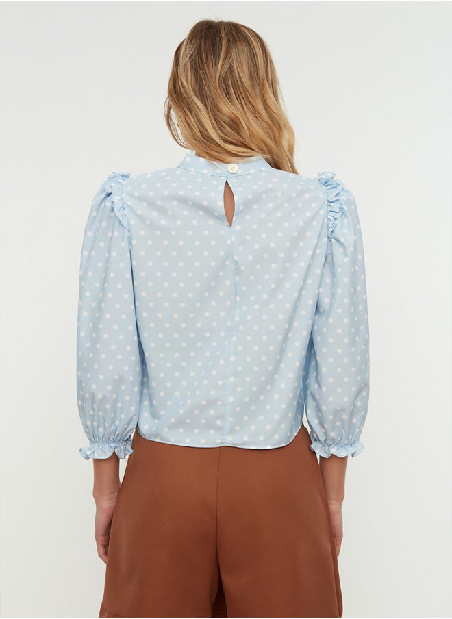 trendyol - Blue Polka Dot Woven Blouse TWOSS22BZ0089 - Image 1