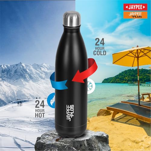 Jaypee Plus Alpha Vaccum Insulated Double Wall Thermosteel Flask 500 ml Water Bottle ISI Certified 24 Hours Hot and Cold Water Bottle for School,Office,Gym, Leakproof, Rustproof Steel Bottle,Black - Image 5