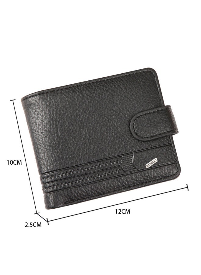 Mens Business Style Short Style Wallet With Buckle Large Capacity PU Leather Classic Gentlemen Coin Purse With ID Card Photo Pocket Soft Leather Wallet - Image 5