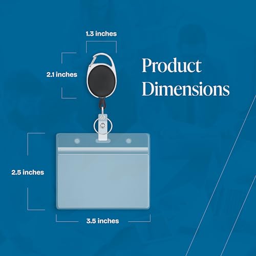 Will Well ID Badge Holders with Clip and Keyring - Horizontal Clear Plastic 2.52" x 3.58" Sleeves Fit Up to 3 Cards - Retractable 24" UHMWPE Fiber Pull Cords for Easy Access - 2-Pack, Black Reels - Image 5