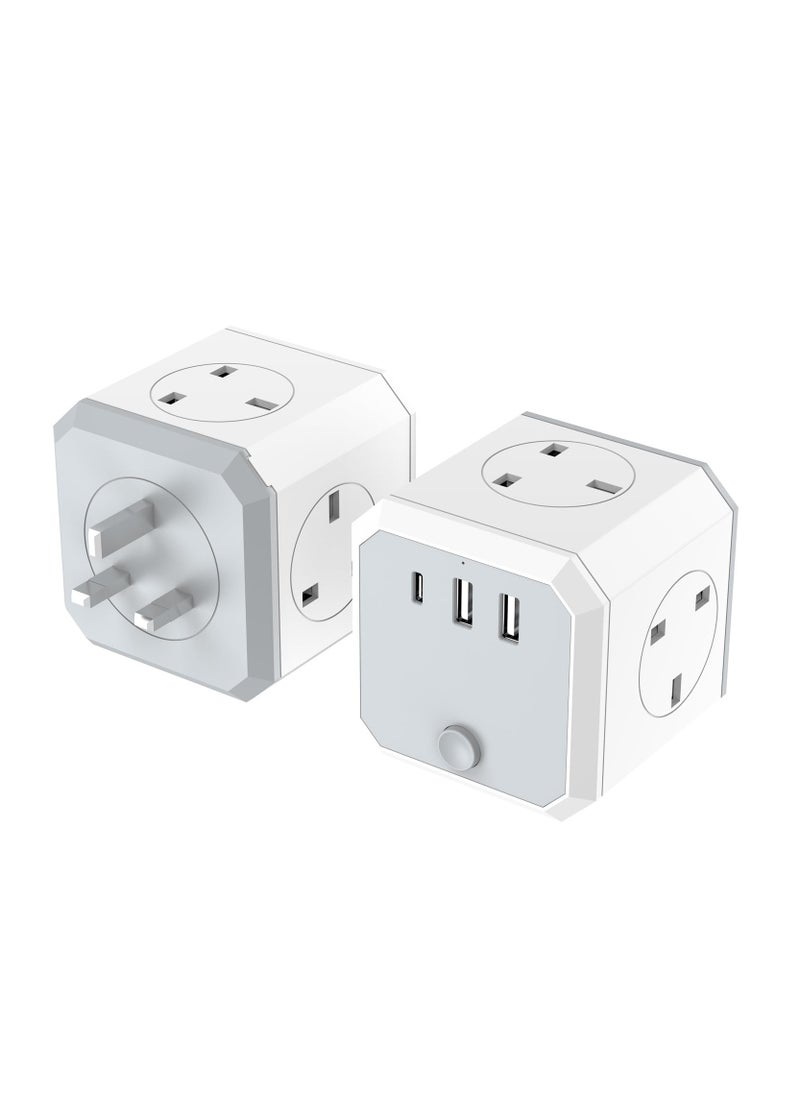 Anmi - Multi Plug Adapter with 3 USB, 4 Way 4 Plugs Socket adapter, 7-in-1 Cube Electrical Extender Outlet Adaptor with USB C Port Wall MultiPlug Charger Adaptor for Home Dorm Office Travel - Image 1
