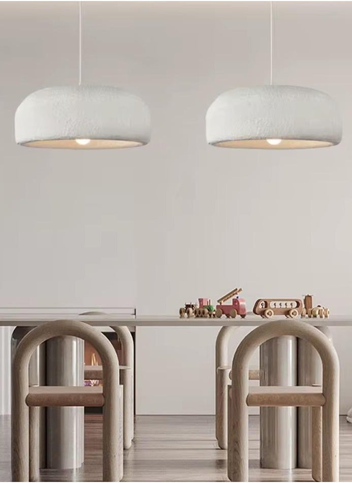FAMI LIGHTS Japanese Style Round Pendant Light, Nordic Dining Room Chandelier, White Polystyrene, Kitchen Hanging Lamp  - Image 2