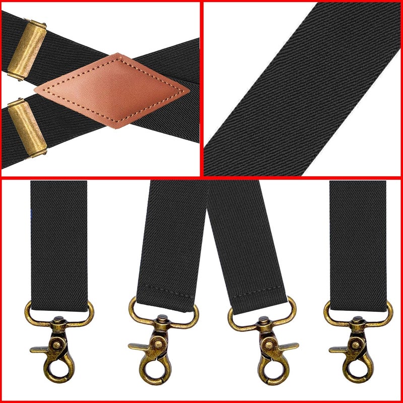 MENDENG Store Suspenders for Men Heavy Duty Swivel Hooks Retro X-Back Adjustable Brace - Image 4