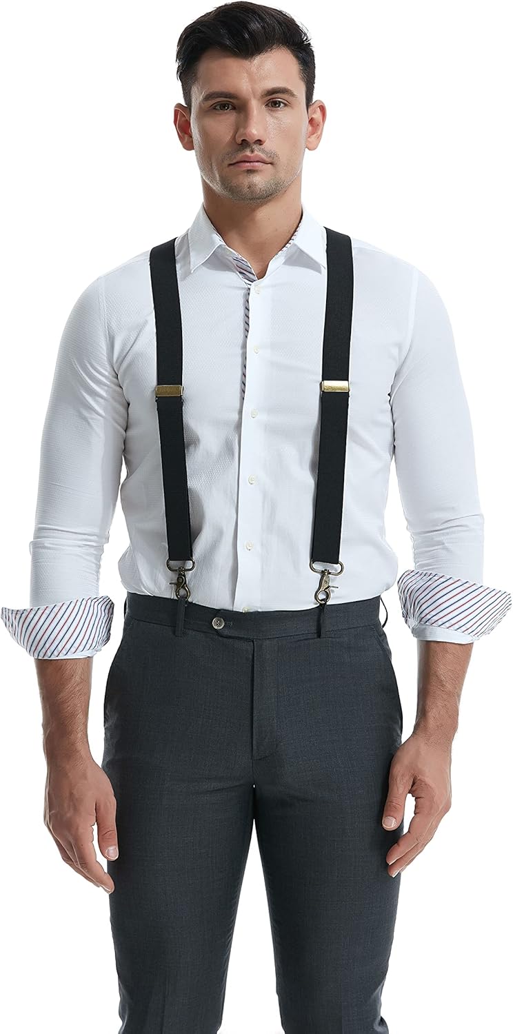 MENDENG Store Suspenders for Men Heavy Duty Swivel Hooks Retro X-Back Adjustable Brace - Image 2