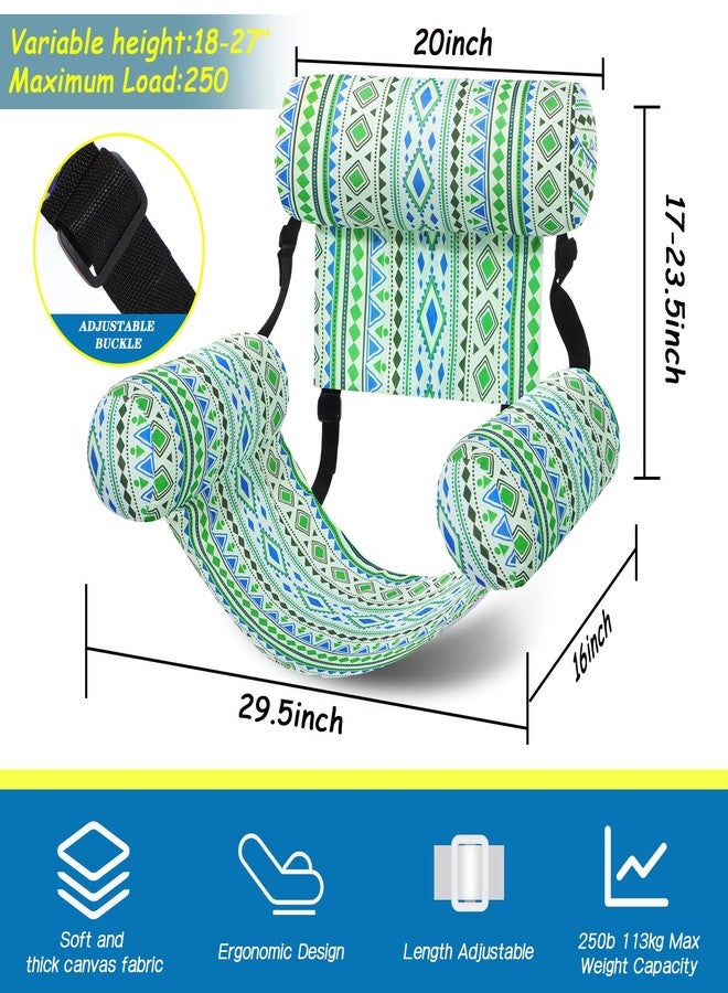 Blueweenly Pool Floats Chairs Adult Inflatable Fabric Covered Pool Lounge Chairs Blow up Noodles Adjustable Hammock Water Floating Chair Bohemian Swimming Float for Fun Summer Water Party(Green) - Image 3