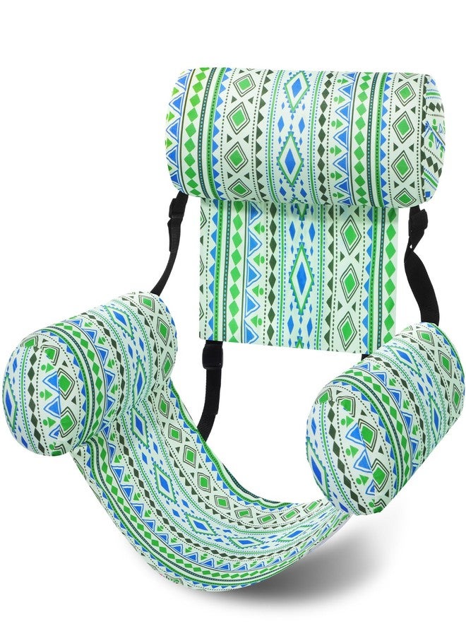 Blueweenly Pool Floats Chairs Adult Inflatable Fabric Covered Pool Lounge Chairs Blow up Noodles Adjustable Hammock Water Floating Chair Bohemian Swimming Float for Fun Summer Water Party(Green) - Image 1