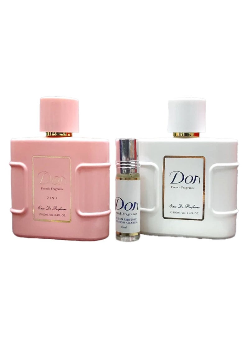 مجموعة عطر دون او دي بارفيوم الابيض+الوردي+رول6مل