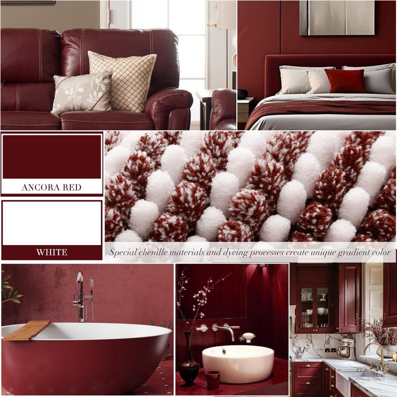 BSICPRO Bathroom Rugs and Mats Sets, 2 Piece Thick Absorbent Chenille Bath Mat Rug Set Non Slip, Soft Shaggy Bath Room Floor Mats for Bathroom, Machine Washable (Burgundy Red, 20" x 47" Plus 16" x 24") - Image 3