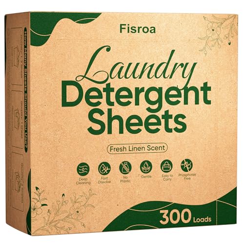 Travel Laundry Detergent Sheets Fisroa 300 Loads Ecofriendly Washing Detergent Sheets PlasticFree Washer Strips Fresh Linen Scent Liquidless Laundry Strips for Camping Dorm