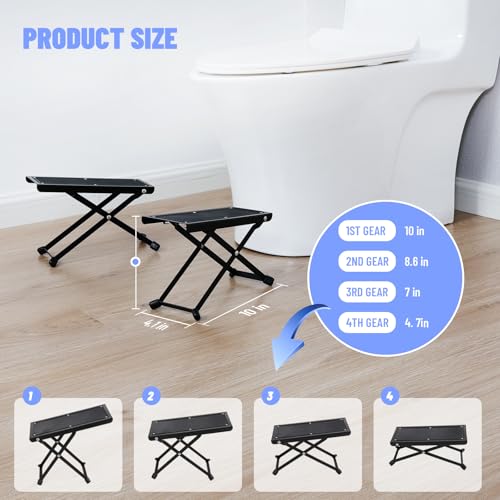 JFNoraiva Foldable Toilet Stool - Portable Travel Poop Stool for Toilet, 7" and 9" Adjustable Heights, Improve Bathroom Posture and Comfort - Image 2