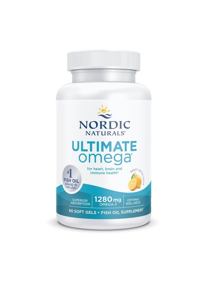 NORDIC NATURALS - Nordic Naturals Ultimate Omega in Fish Gelatin, Lemon Flavor - 60 Soft Gels - 1280 mg Omega-3 - High-Potency Fish Oil Supplement - EPA & DHA - Promotes Brain & Heart Health - Non-GMO - 30 Servings - Image 1