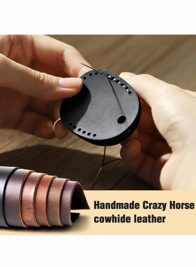 SYOSI Airtag Leather Case Cover, KASTWAVE Portable Handmade Genuine Leather AirTags Tracker Holder with Keychain Protective Case Cover Compatible for AirTag Brown - Image 5