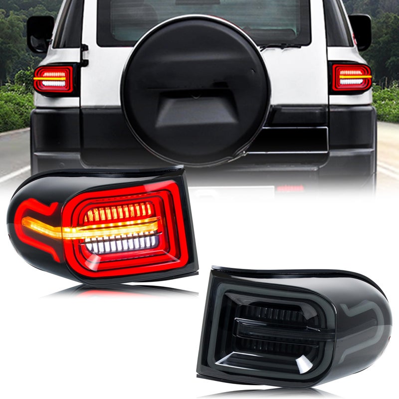 inginuity time LED Black Tail Lights for Toyota FJ Cruiser 20072014 Startup Animation Sequential Signal Rear Lamps Assembly Accessary