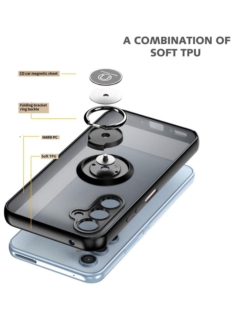 Techie غطاء خلفي شفاف أنيق مع حامل حلقي مغناطيسي لهاتف Samsung Galaxy A25 - أسود - Image 4