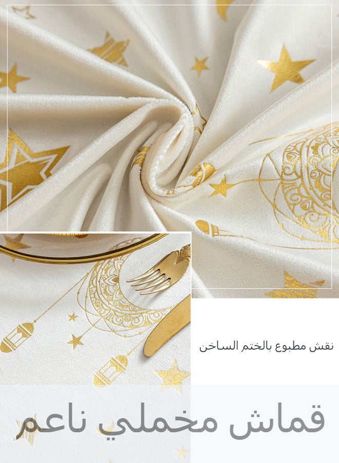 مفرش طاولة منزلي احتفالي، بطبعة نجوم وهلال مختومة حرارياً، مقاس 33 × 240 سم - Image 3
