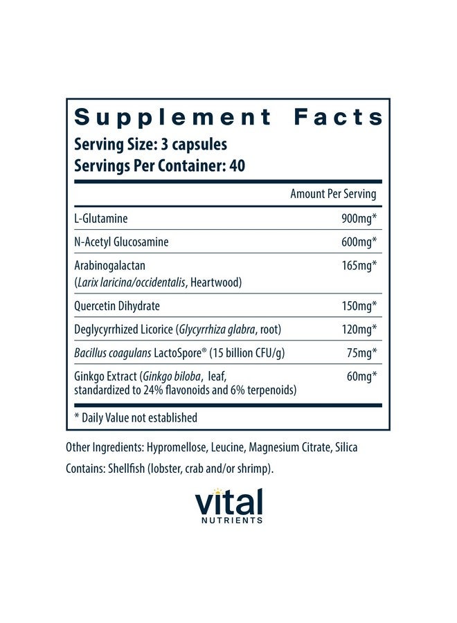 Vital Nutrients Vital Nutrients GI Repair Nutrients | Leaky Gut Capsule with L Glutamine and N-Acetyl | Digestive Enzyme Supplement to Support Gut Health and Digestion | Gluten and Dairy Free | 120 Capsules  - Image 2