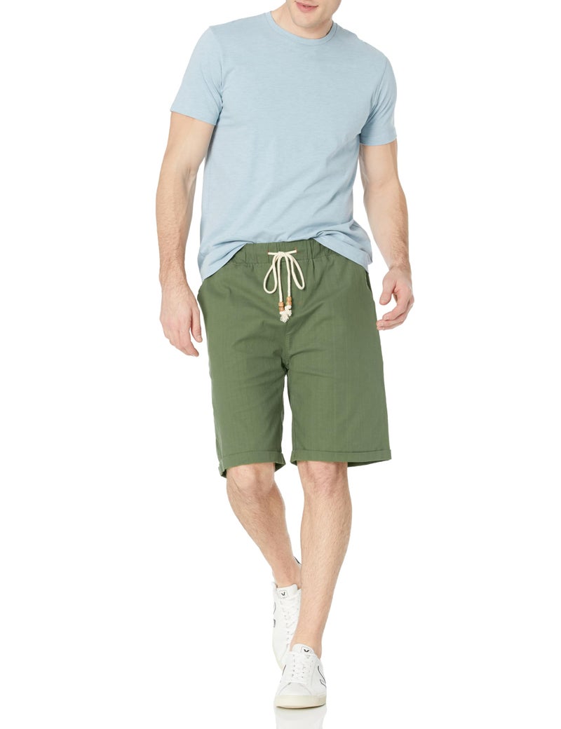 Janmid Men's Linen Shorts Casual Elastic Waist Drawstring Summer Beach Shorts with Pockets Army Green 3XL - Image 3