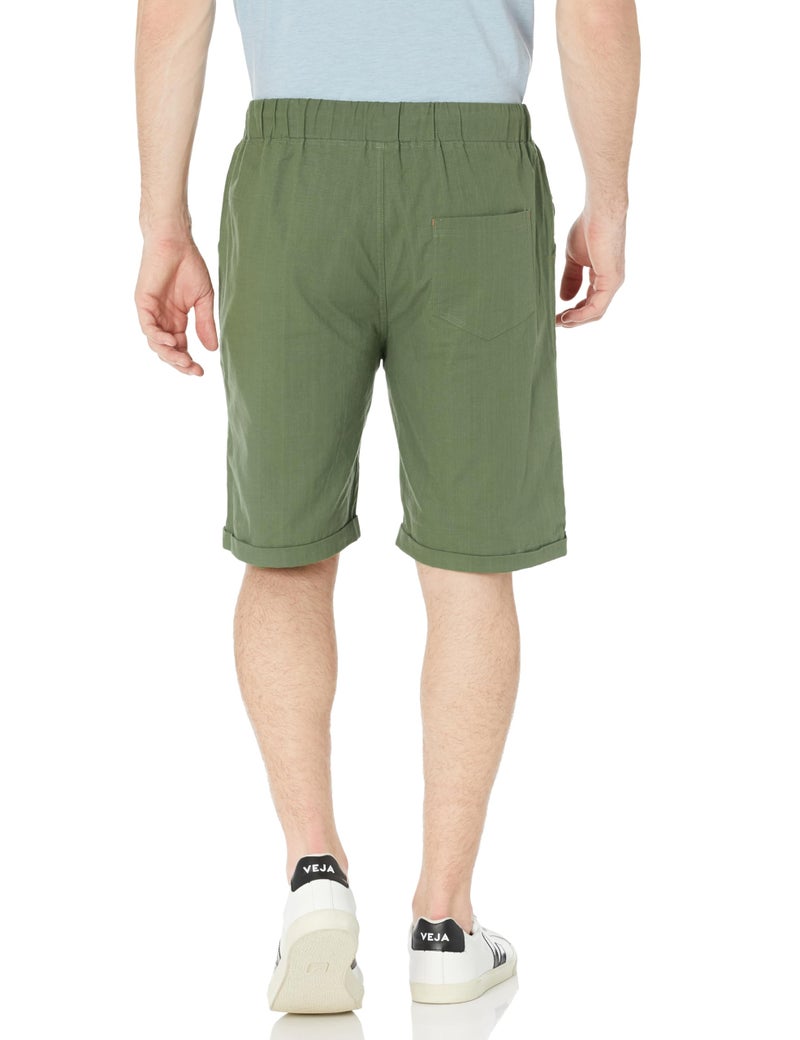 Janmid Men's Linen Shorts Casual Elastic Waist Drawstring Summer Beach Shorts with Pockets Army Green 3XL - Image 2