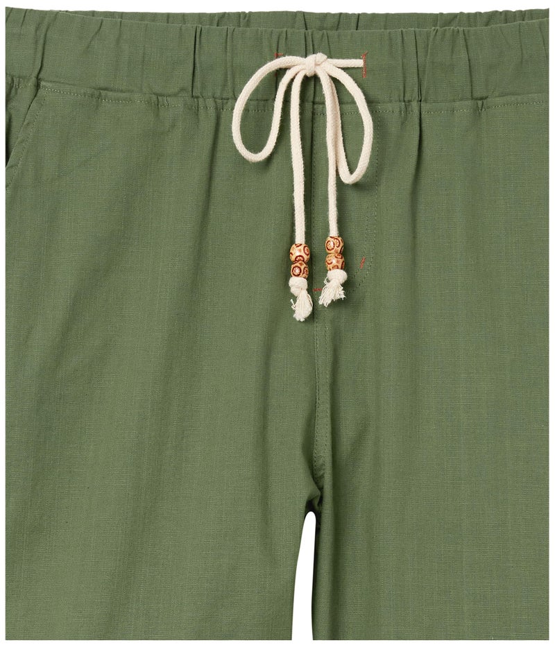 Janmid Men's Linen Shorts Casual Elastic Waist Drawstring Summer Beach Shorts with Pockets Army Green 3XL - Image 5